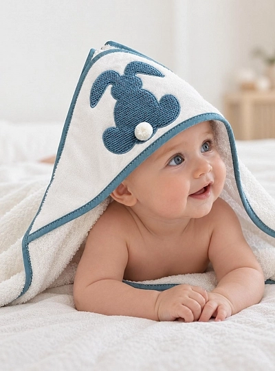 100% Cotton Hooded Baby Bath Towel | 100x100 cm