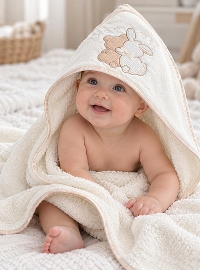 100% Cotton Hooded Baby Bath Towel | 100x100 cm
