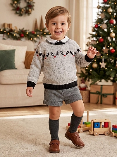 3-piece set for boys, Foque Reindeer with wool sweater 3-piece set for boys, Foque Reindeer with wool sweater