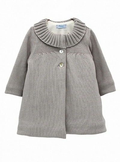 Abrigo de bebe unisex punto gris con interior de pelo. Colección Bellota