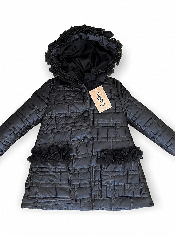 Abrigo negro acolchado colección Mapache de Lolittos