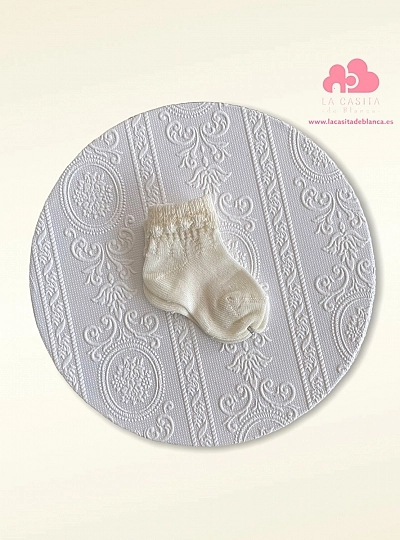 Ankle sock with openwork cuff. Cava color. Ankle sock with openwork cuff. Cava color.