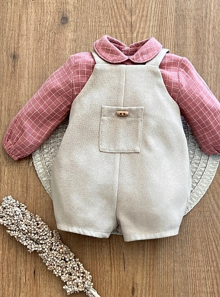 Baby boy overalls and blouse set Daisy collection