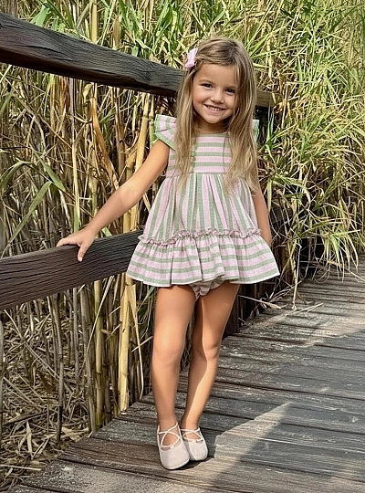 Baby dress and bloomer set from the watermelon collection Baby dress and bloomer set from the watermelon collection