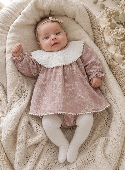 Baby girl outfit with romper and bloomers | Freya Collection