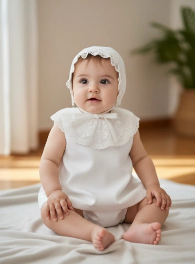 Baby Jesus set with bonnet and bloomers Gardenia Collection