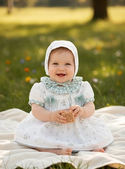 Baby Jesus set with bonnet and bloomers, Gres Collection Baby Jesus set with bonnet and bloomers, Gres Collection