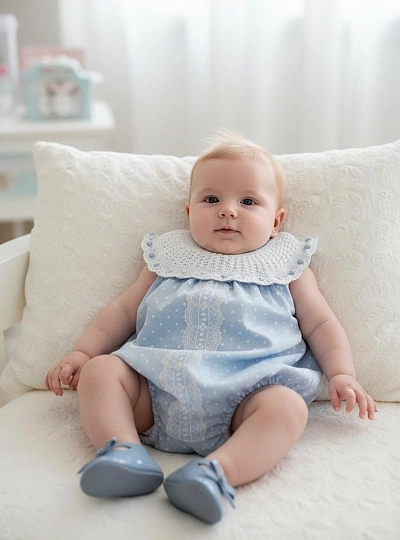 Baby romper. Perfect for christening or special occasions.