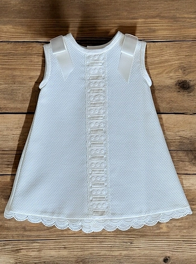 Batón unisex de piqué color Beige con pasacintas