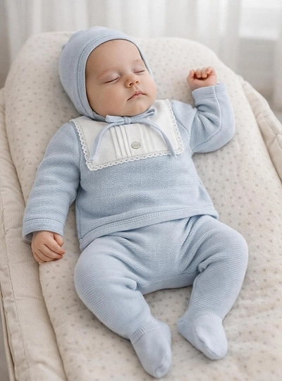 Blue cotton knit set from the Montreal collection