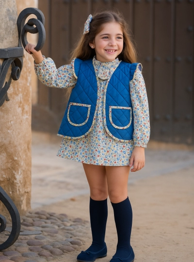 Blue quilted vest from Mon petit bonbon Liberty collection