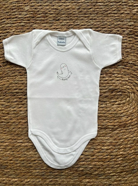 Bodysuit with American collar. White with Seal