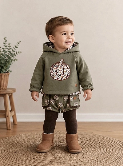 Boys' set: sweatshirt and bloomers in drier green – Pumpkin Collection Boys' set: sweatshirt and bloomers in drier green – Pumpkin Collection