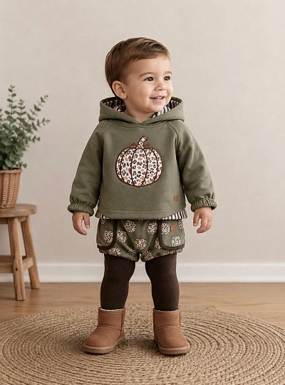 Boys' set: sweatshirt and bloomers in drier green – Pumpkin Collection Boys' set: sweatshirt and bloomers in drier green – Pumpkin Collection