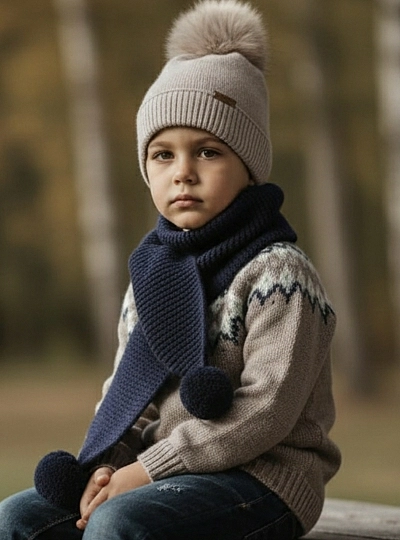 Bufanda unisex de punto con borlas Bufanda unisex de punto con borlas