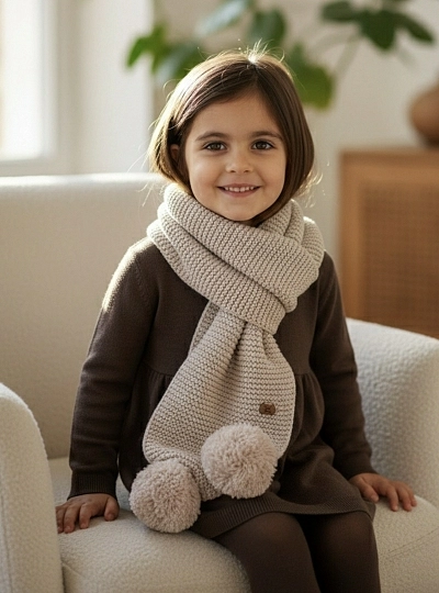 Bufanda unisex de punto con borlas Bufanda unisex de punto con borlas