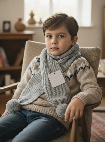 Bufanda unisex de punto con borlas Bufanda unisex de punto con borlas