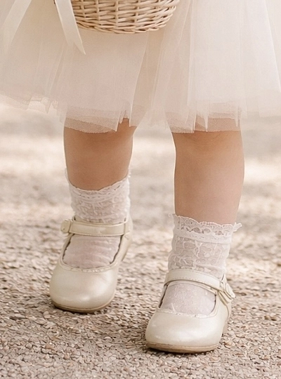 Calcetín Souquet de blonda con puntilla para ceremonia.