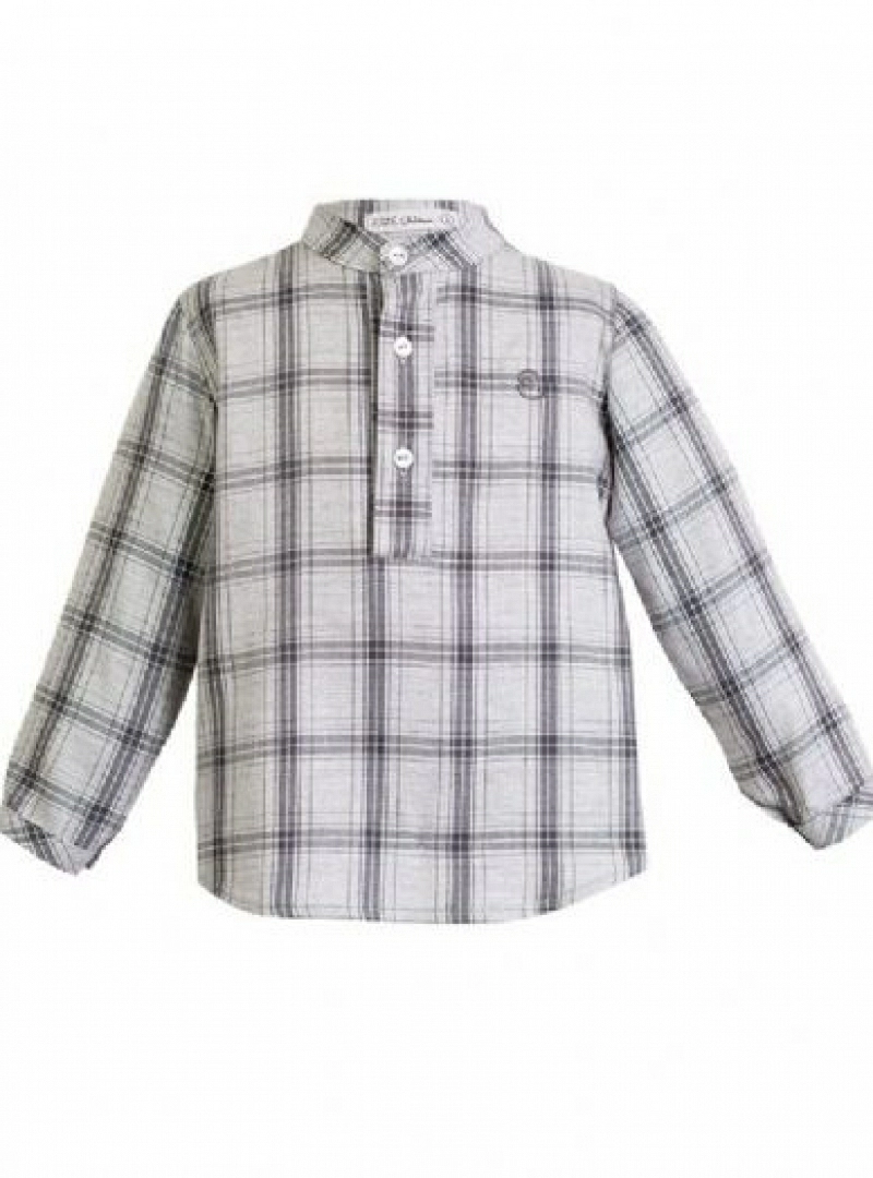 Camisa de cuadritos en tonos Gris. Marca Eve Children. O-Inv