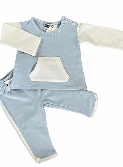 Chandal para niño de algodón azul y blanco