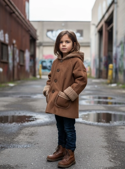 Children's fur coat in Martinique suede Children's fur coat in Martinique suede