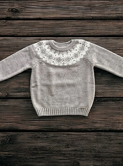 Children's knitted sweater in earth tones, Cambridge collection
