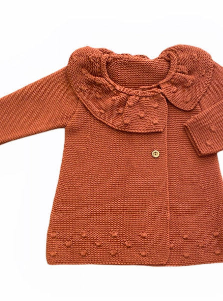 Chubby knit unisex coat in boiler or curry.