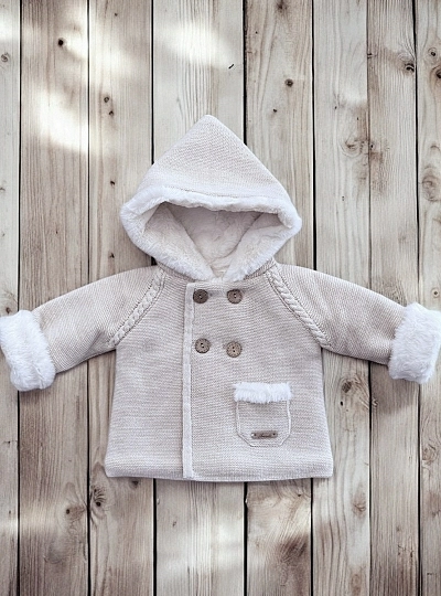Chunky knit trench coat with fur lining. Various colors.
