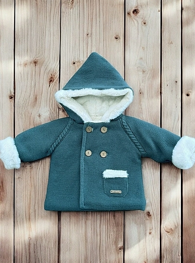 Chunky knit trench coat with fur lining. Various colors.