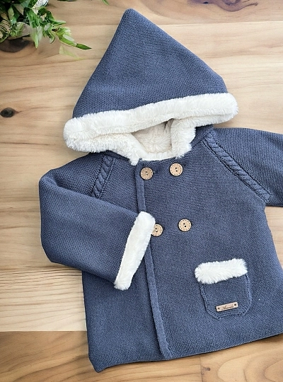 Chunky knit trench coat with fur lining. Various colors.