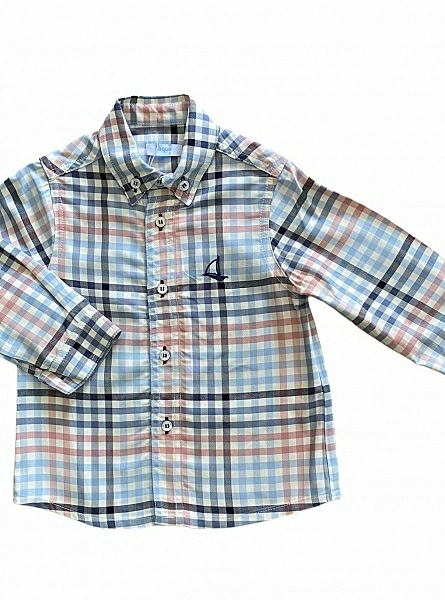 Classic cut shirt for boys in colored squares. Brand Foque