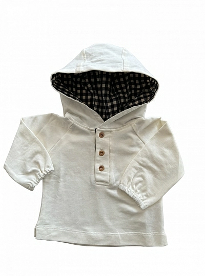 Cocote beige cotton sweatshirt with black gingham check