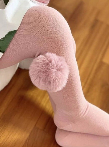 Condor Brand Solid knit leotard with pale pink fur pom pom (526)