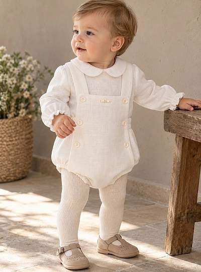 Conjunto bebé con peto y blusa manga larga colección Ámbar Conjunto bebé con peto y blusa manga larga colección Ámbar