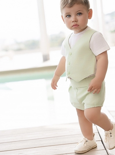 Conjunto bebé niño para ceremonia dos piezas. Color verde menta Conjunto bebé niño para ceremonia dos piezas. Color verde menta