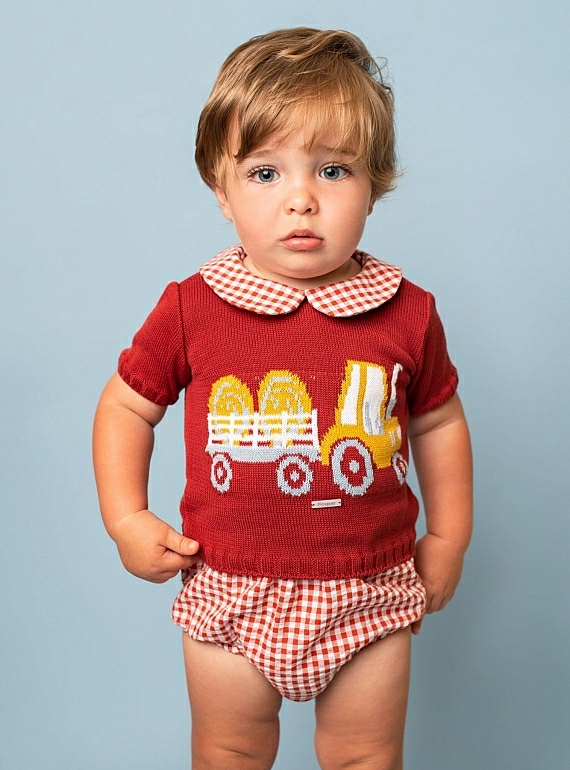 elemento período Despertar Conjunto bebé niño. Suéter y braguita Colección Tractor | Primer Bebé