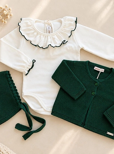 Conjunto Bebé Unisex Cóndor Body, Chaqueta y Capota Verde Botella Conjunto Bebé Unisex Cóndor Body, Chaqueta y Capota Verde Botella