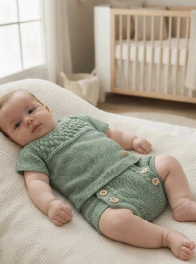 Conjunto bebé verde seco algodón Organico Conjunto bebé verde seco algodón Organico