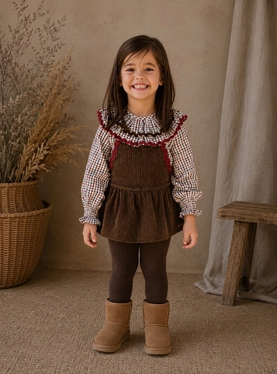 Conjunto blusa y pichy para niña Colección Castañas Conjunto blusa y pichy para niña Colección Castañas