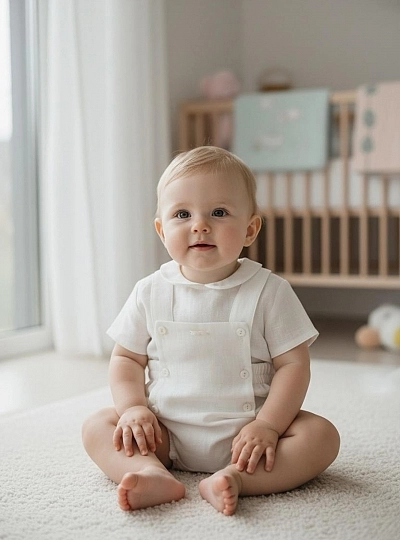 Conjunto de lino para niño dos piezas. Colección Ambar