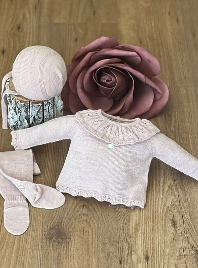 Conjunto de punto rosa empolvado colección Fleur