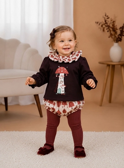 Conjunto de sudadera y braguita para niña Colección Setas