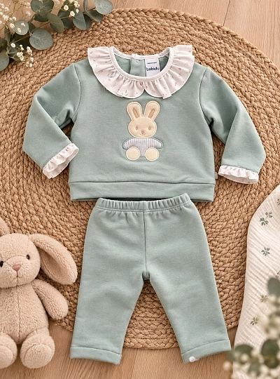Conjunto Niña Colección Armonía Verde Agua con Conejito Conjunto Niña Colección Armonía Verde Agua con Conejito