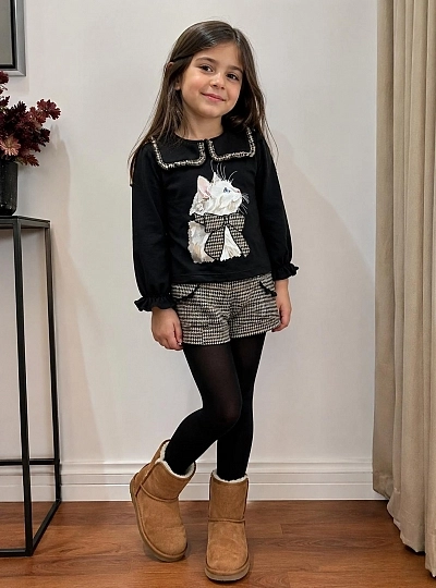 Conjunto Niña Sudadera y Short Fauna Mon Petit Bonbon Conjunto Niña Sudadera y Short Fauna Mon Petit Bonbon