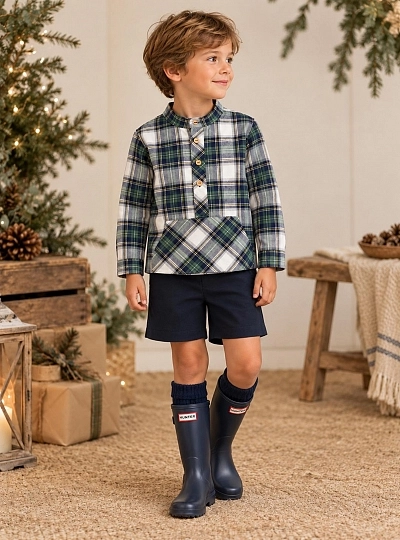 Conjunto Niño Camisa de Cuadros y Pantalón Marino Colección Anastasia La Peppa Conjunto Niño Camisa de Cuadros y Pantalón Marino Colección Anastasia La Peppa