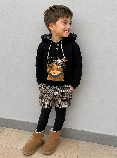 Conjunto Niño Sudadera y Pantalón Corto Fauna Mon Petit Bonbon Conjunto Niño Sudadera y Pantalón Corto Fauna Mon Petit Bonbon