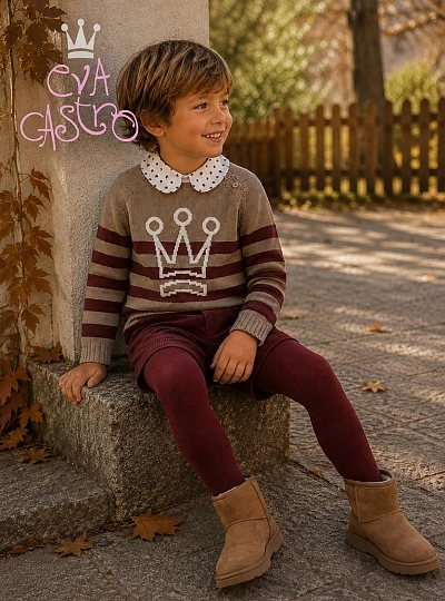 Conjunto niño tres piezas burdeos – Eva Castro Conjunto niño tres piezas burdeos – Eva Castro