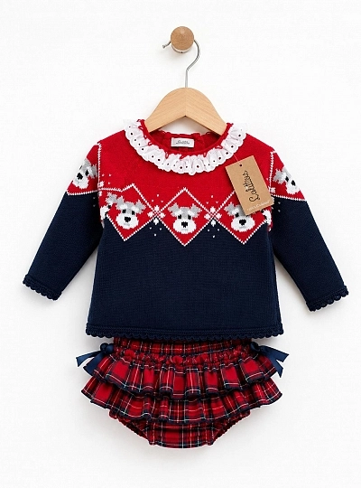 Conjunto para niña con jersey y braguita con volantes Colección Terrier de Lolittos Conjunto para niña con jersey y braguita con volantes Colección Terrier de Lolittos