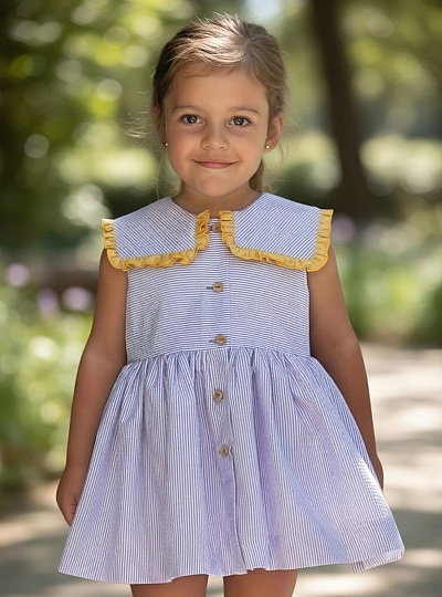 Conjunto para niña jesusito y braga con rayas lavanda