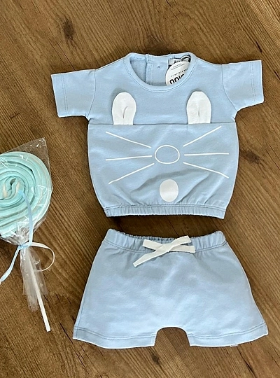 Conjunto para niño azul y blanco de Algodón